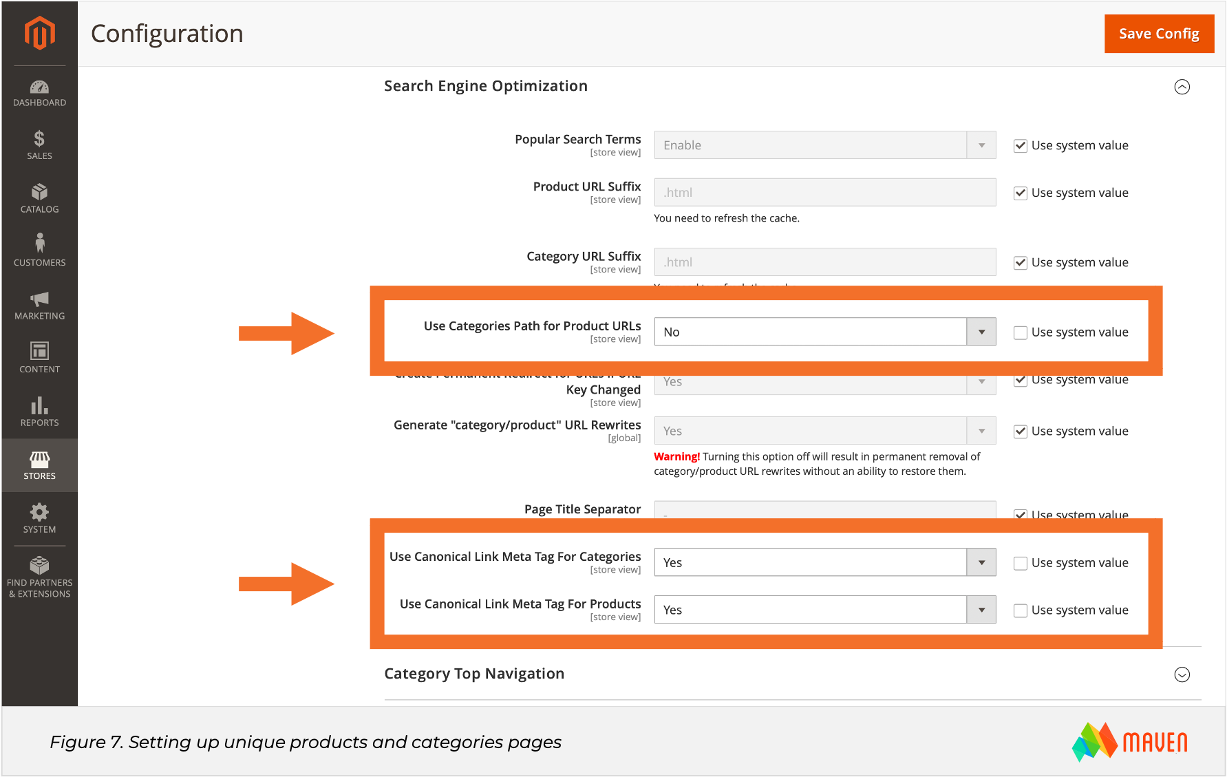 Magento SEO Figure 7 Setting up unique products and categories pages