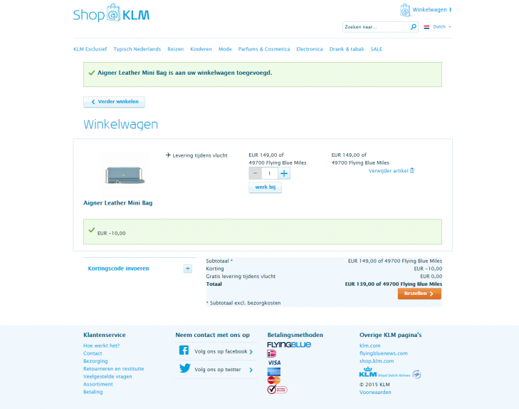 klm shop cart