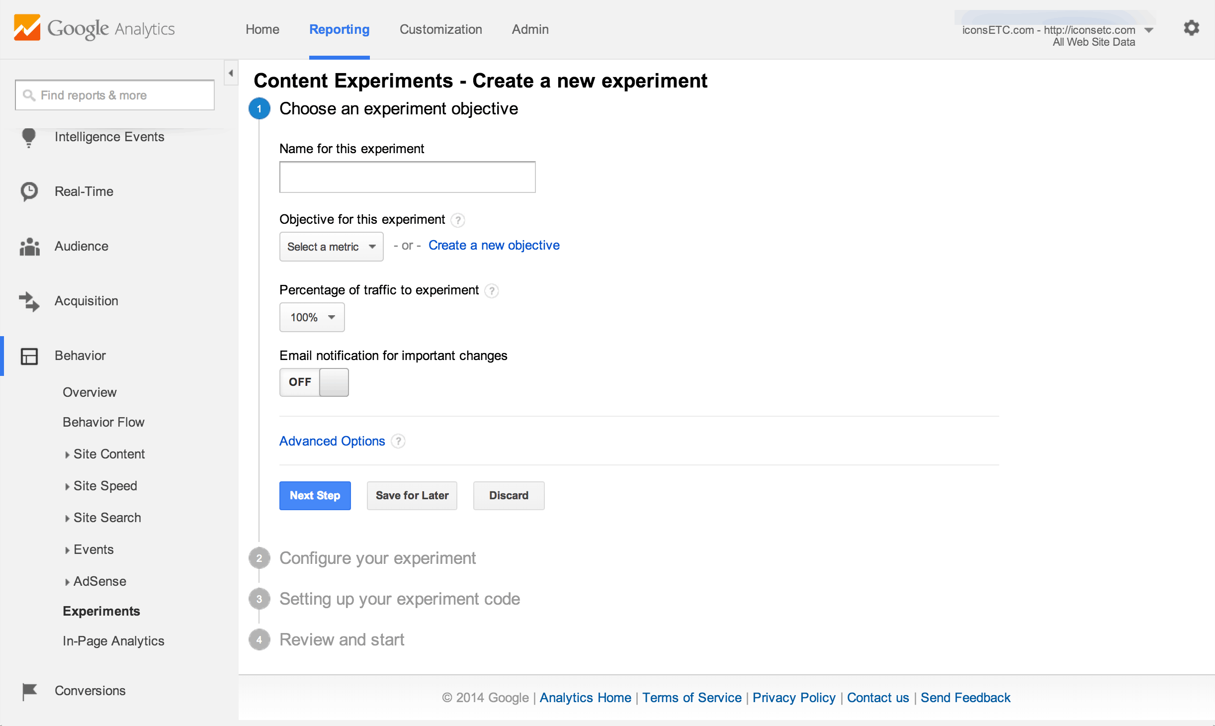 Content Experiments in Google Analytics