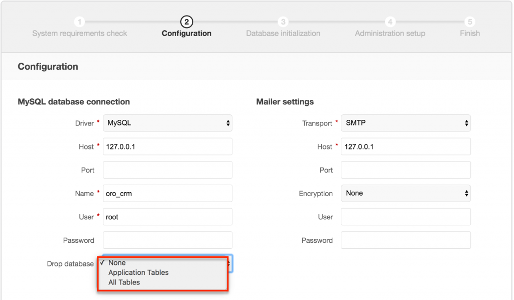 OroCRM install step2