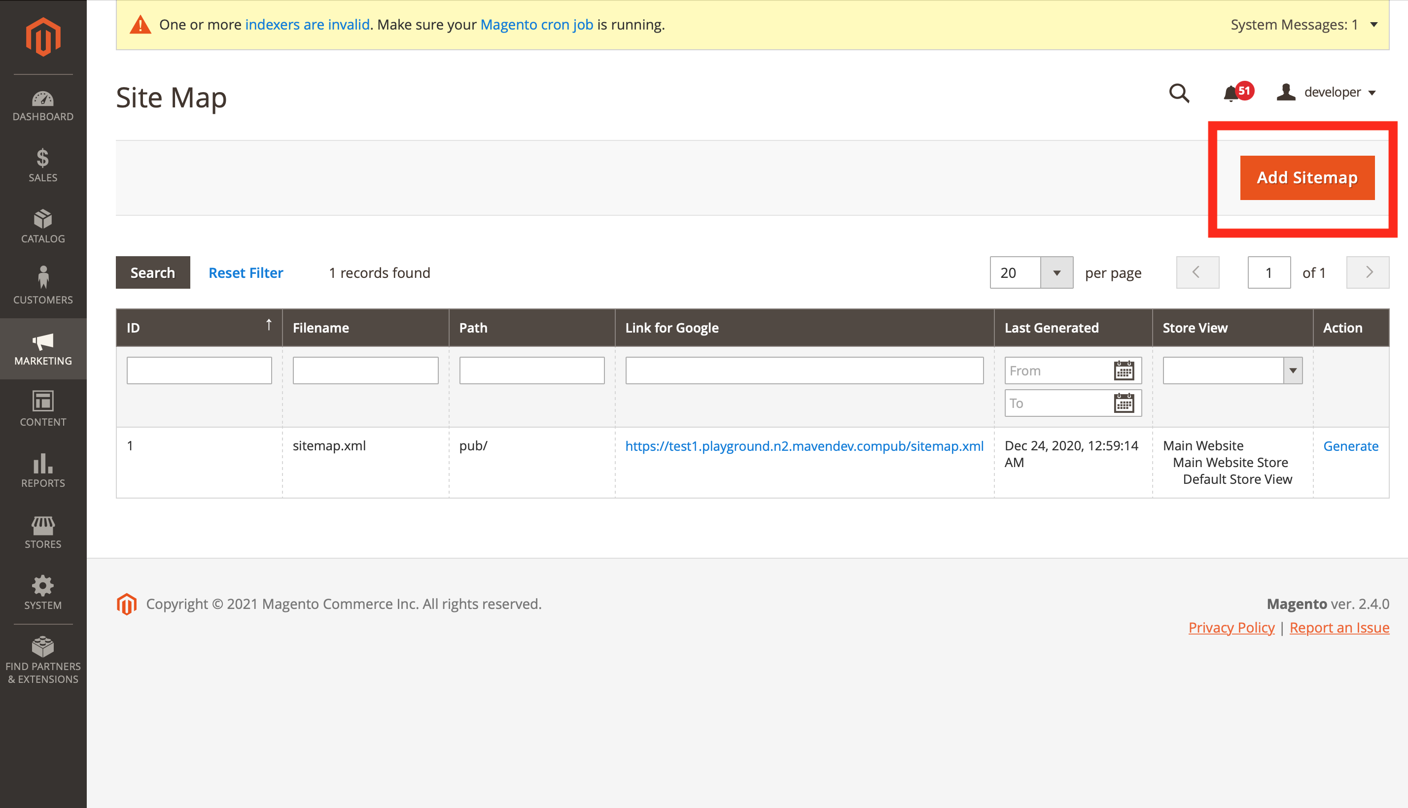 Magento 2 sitemap