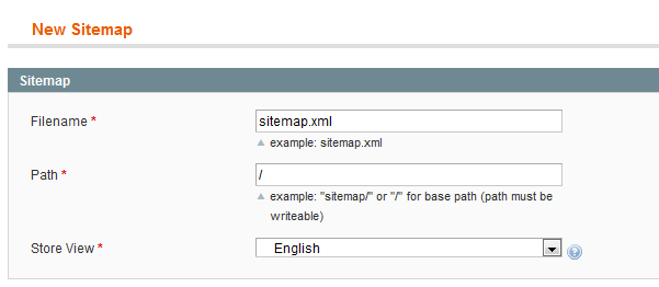 magento sitemap fields