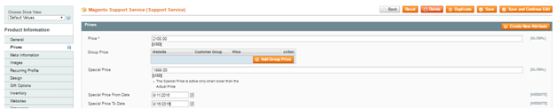 magento virtual product price