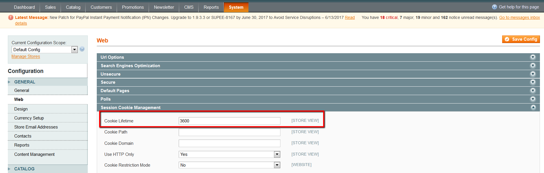 magento issues magento cookie lifetime