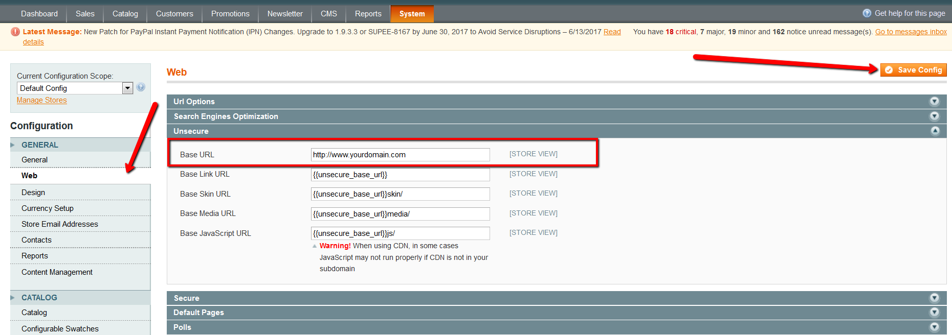 magento issues magento www version